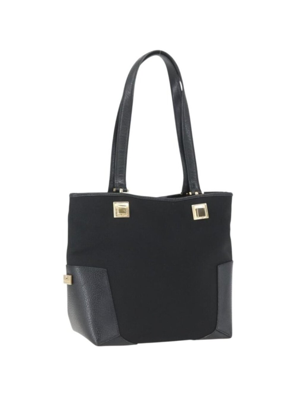 Salvatore Ferragamo Tote Bag Nylon Leather Black Gold